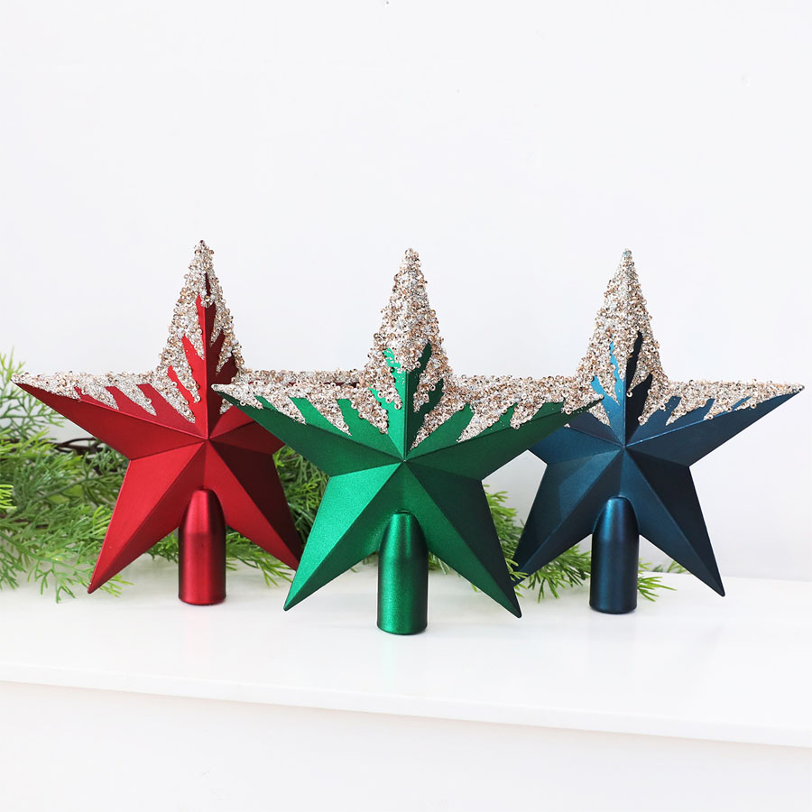 Star Tree Topper - Electroplated Painted Tree Topper Star, Christmas