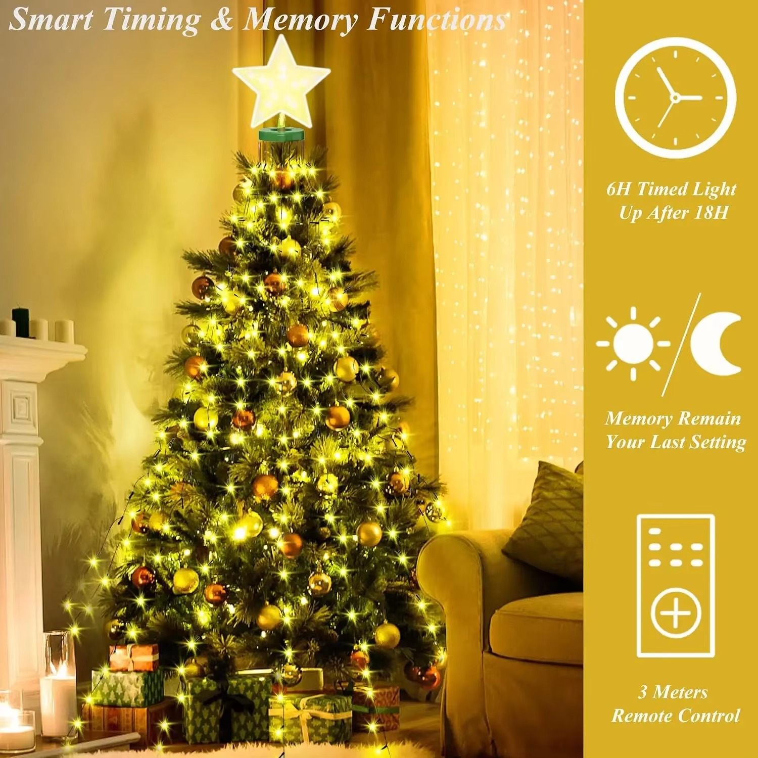 Christmas Tree Ring Lights Sta - Star Tree Topper recension och pris